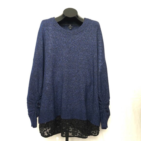 TORRID Longsleeve Knit Sweater Blue/ Black Lace Trim TORRID 4 - Picture 10 of 11